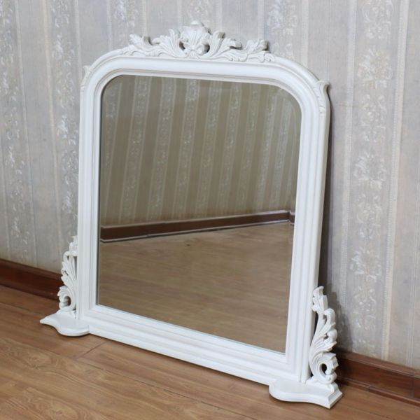 Antique White Overmantle Mirror MR016P