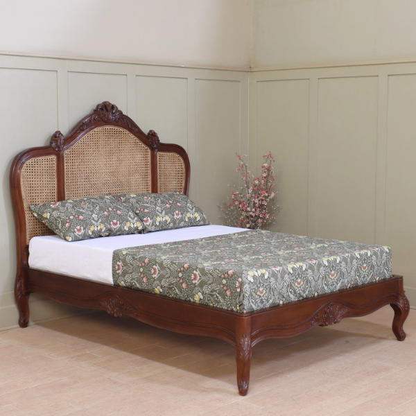 Normandy French Rattan Bed Frame with low footboard
