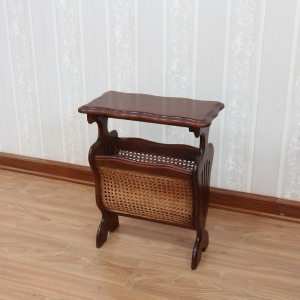 Mahogany and Rattan Magazine Rack RCK022