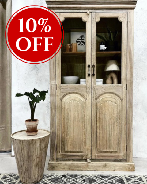 Reclaimed Wood Glass Display Cabinet