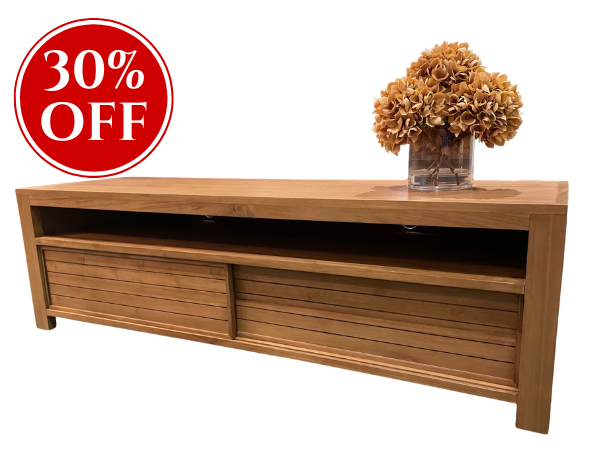 CLEARANCE Large Teak TV Unit Media Storage Unit