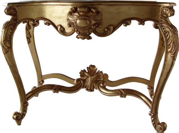 French Shell Console Table with Marble Top