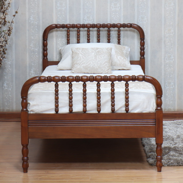 Single Mahogany Bobbin Bed Frame