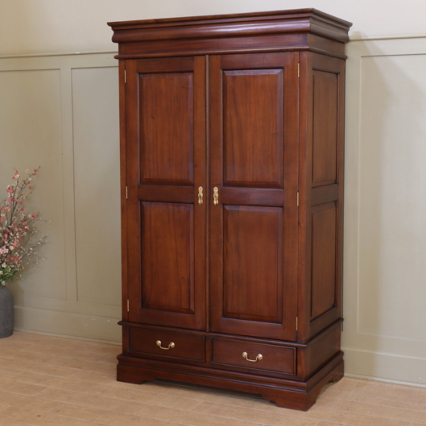 Sleigh Mahogany Wardrobe with 2 drawers