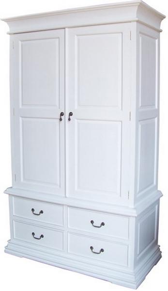 Mahogany French Sleigh Wardrobe with 4 drawers in Antique White ARM009P