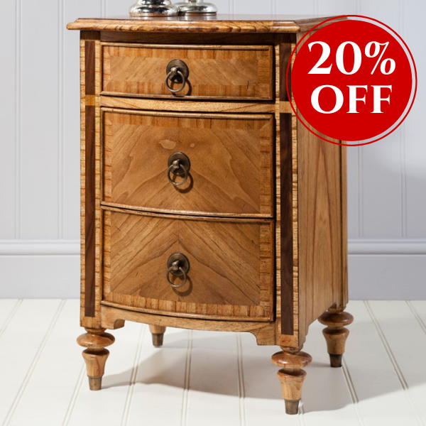 Spire 3 Drawer Walnut Bedside Cabinet