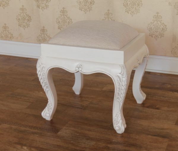 Antique White French Rococo Stool