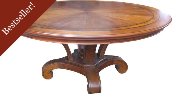 Round Mahogany Dining Table with Inlay T001