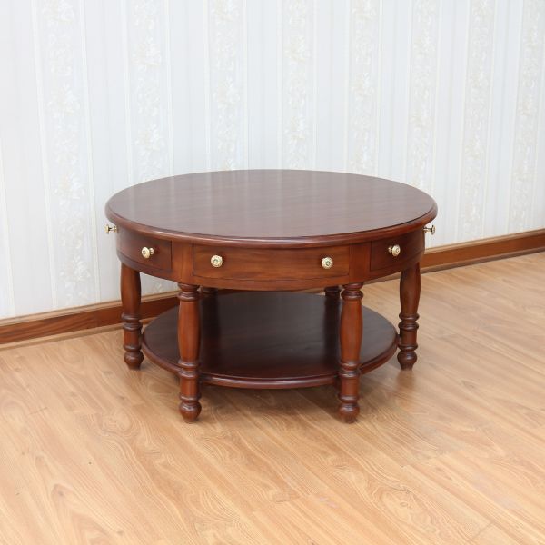 Six Drawer Round Mahogany Coffee Table