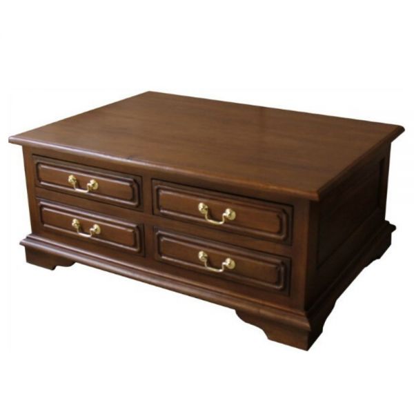 Traditional Mahogany Eight Drawer Sleigh Coffee Table