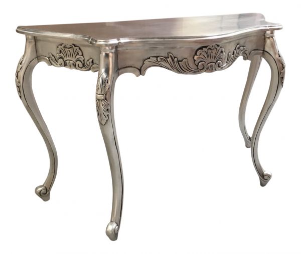French Silver Serpentine Carved Console Table T035S