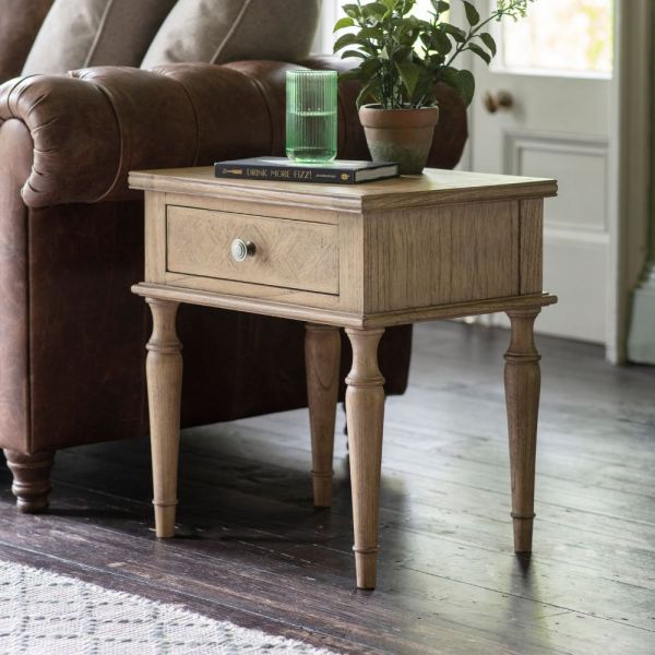 Martinique Parquet One Drawer Side Table