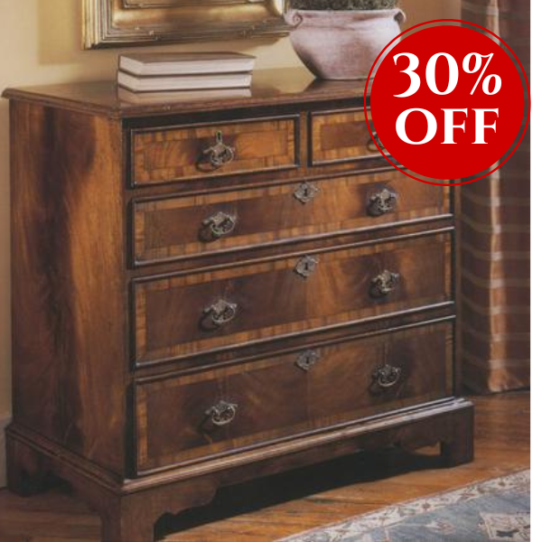 Traditional English Walnut Chest Of Drawers