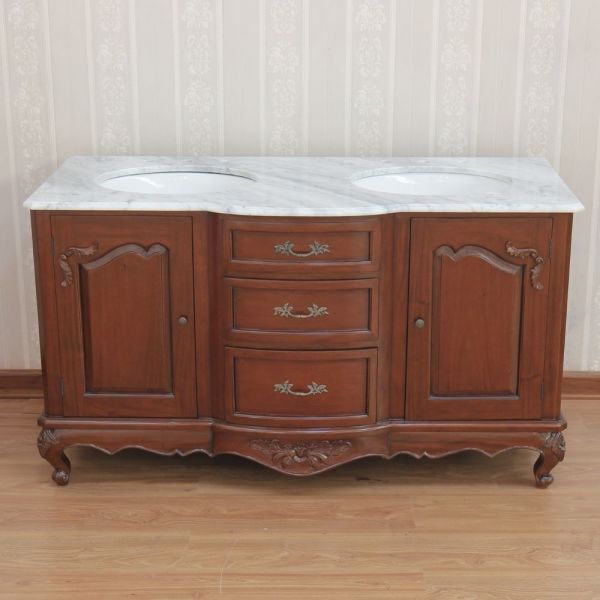 Bow Fronted Mahogany Double Vanity Unit VU844