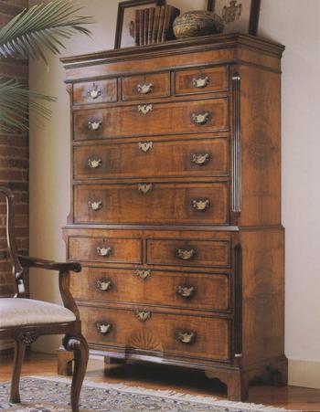 English Walnut Chest on Chest of drawers