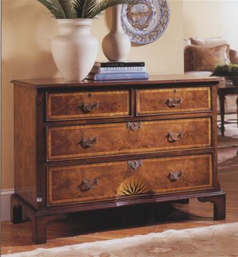 English Walnut Starburst Chest of Drawers