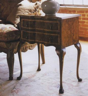 Walnut 2 Drawer Lowboy Marquetry Top