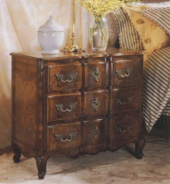 French Small 3 Drawer Walnut Chest