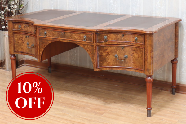 Walnut Serpentine Front Writing Desk