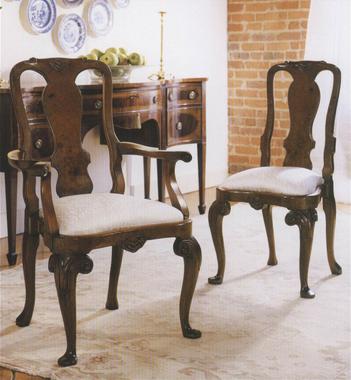 Queen Anne Walnut Carver Dining Chair Lock Stock Barrel