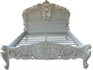 Antique White Rococo Style Bed