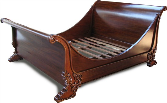 Brodsworth Lit Bateau Solid Mahogany Sleigh Beds