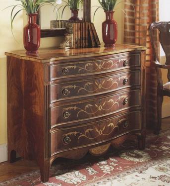 Reproduction Walnut Furniture: English Serpentine Walnut Chest of Drawers