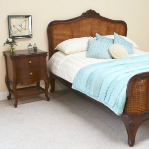 Elegance Bed & Normandy Solid Mahogany Bedside Table