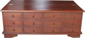 12 Drawer Solid Mahogany Coffee Table