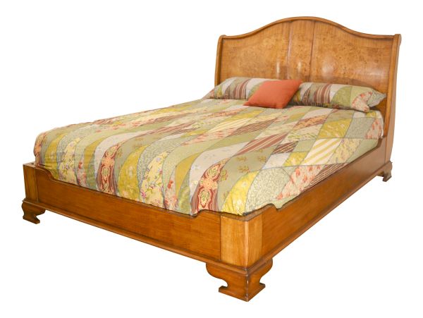 Walnut French Sleigh Beds: Hampton walnut sleigh bed with low footboard