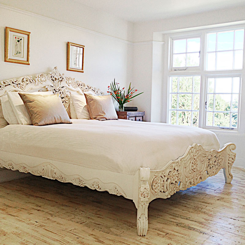 French Cane White Carved Mahogany King Size 5ft Wood Bed Furniture - Buy  French Cane White Carved Mahogany King Size 5ft Wood Bed Furniture Product  on