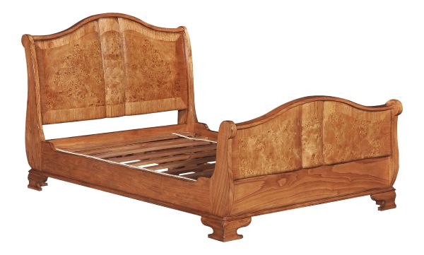 Hampton Walnut Sleigh Bed with regular footboard and solid mindi wood frame