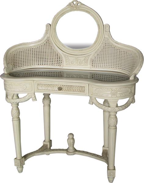 Rattan furniture - French dressing table with rattan in antique white