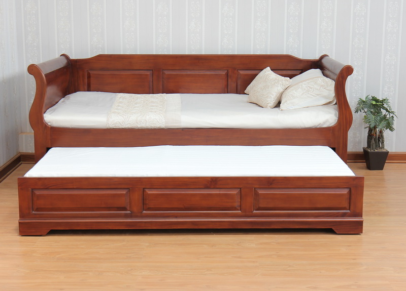 Single Sleigh Bed with Trundle and Back Panel