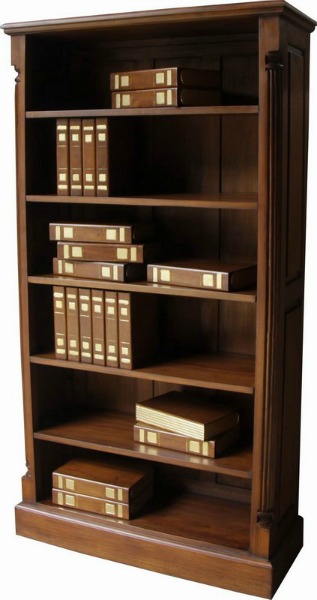 Mahogany Bookcase - Tall Wide Pillar Bookcase