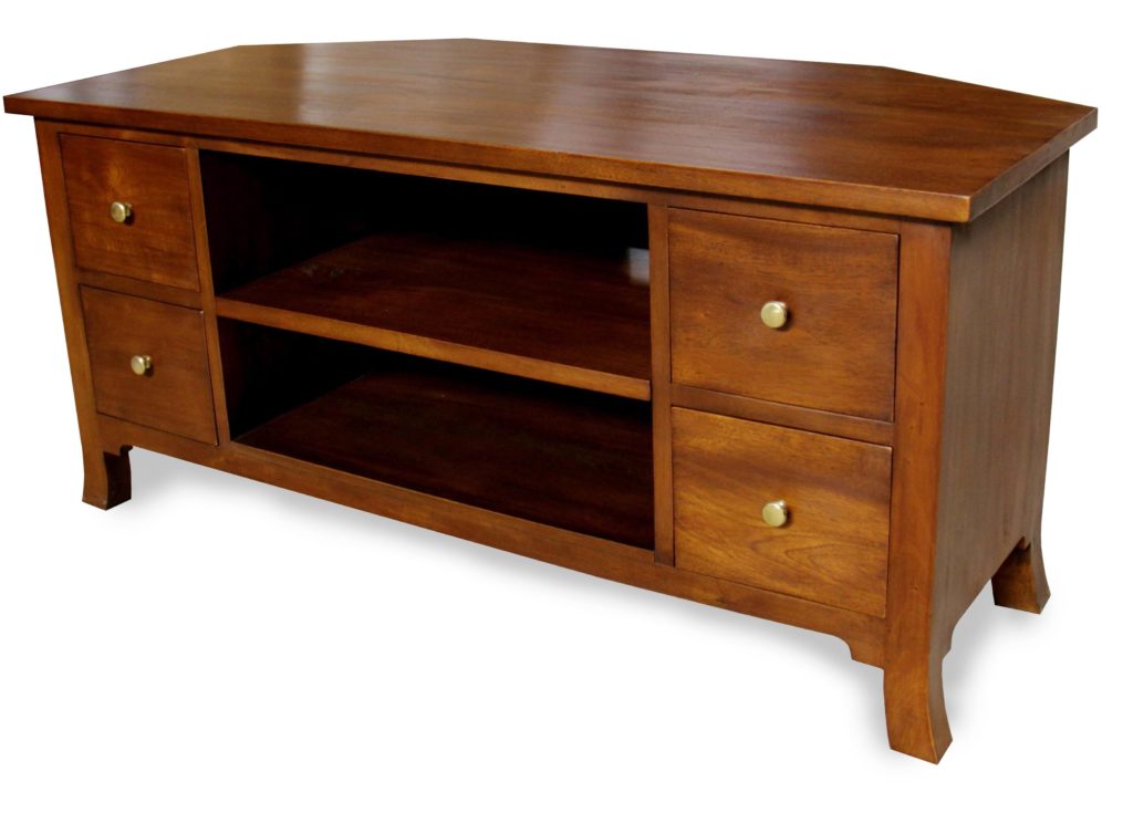 Mahogany Corner TV Unit Lock Stock & Barrel Furniture Ltd