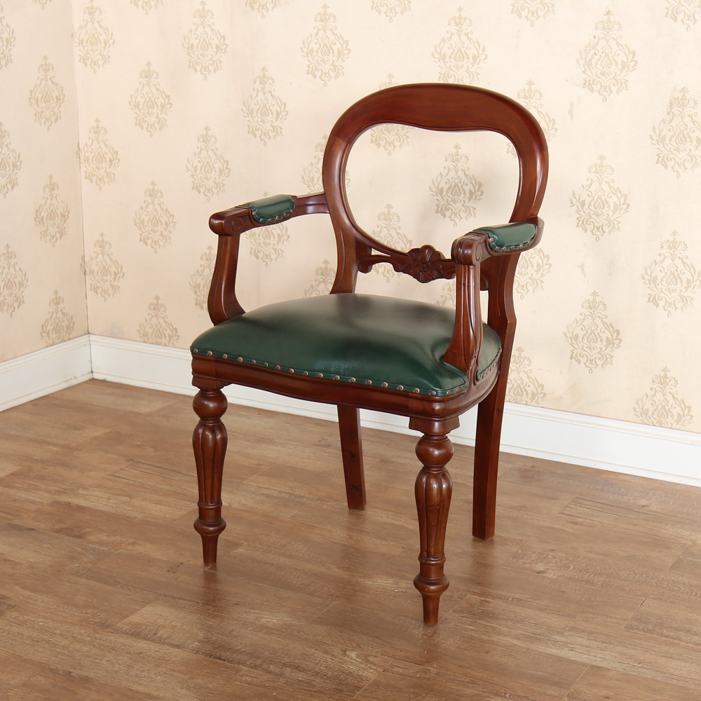 Mahogany Office Furniture: Dutch Office Chair with green leather