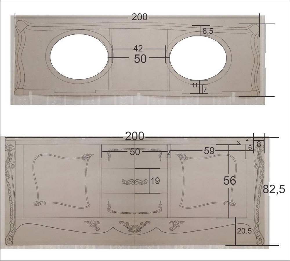 Ornate Vanity Unit: Initial Drawing