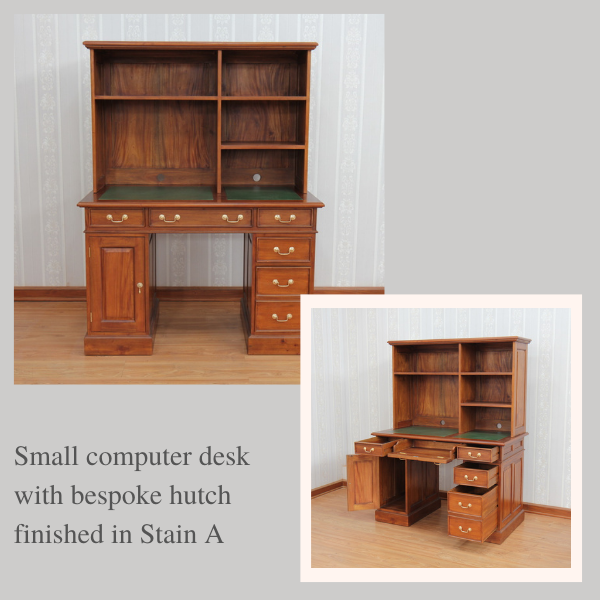 Bespoke Mahogany Desks: Small Computer Desk with bespoke hutch